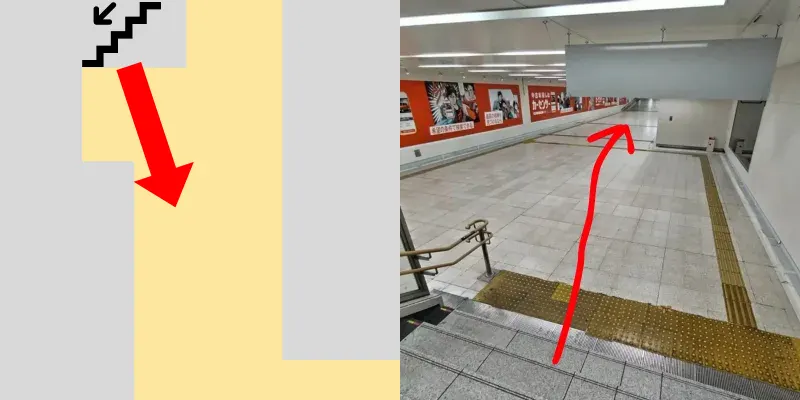 階段を下ったらまっすぐ進んで行きます。