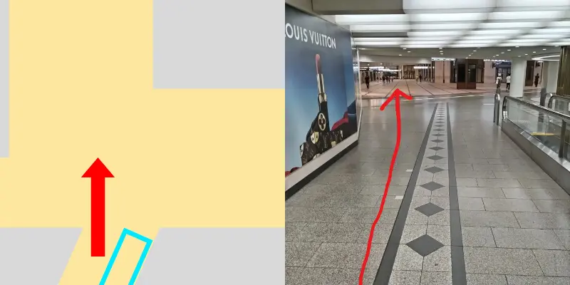 進んで行くと正面に大きな道があるのでまっすぐ進んで行きます。