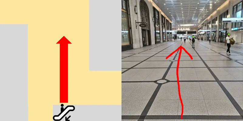 エスカレーターを上がったらそのまままっすぐ進んで行きます。