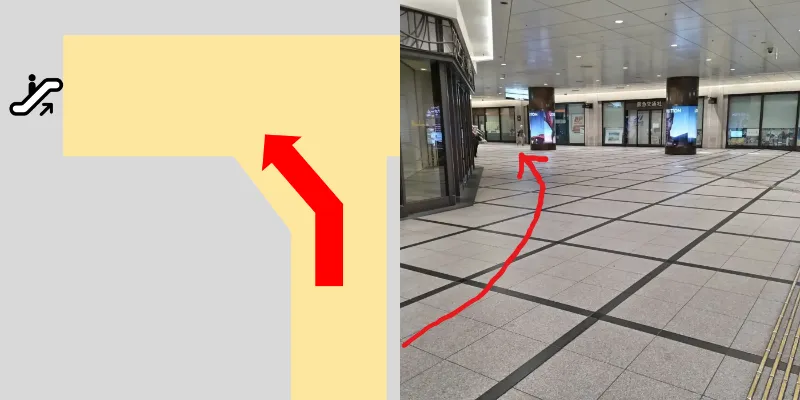 左に曲がります。