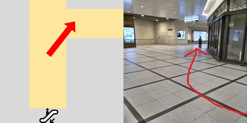 右に曲がります。